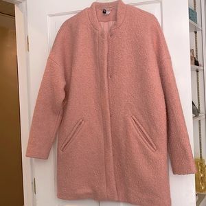 H&M Pink Bouclé winter coat, Size 14